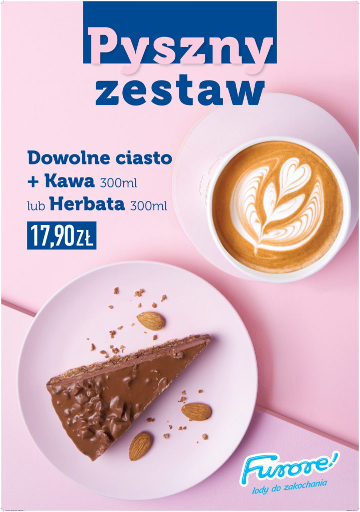 17,90 zł za&nbsp;zestaw ciasto +kawa lub herbata