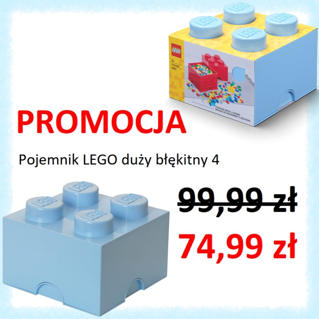 Duży pojemnik LEGO w&nbsp;błękitnym kolorze za&nbsp;74,99zł
