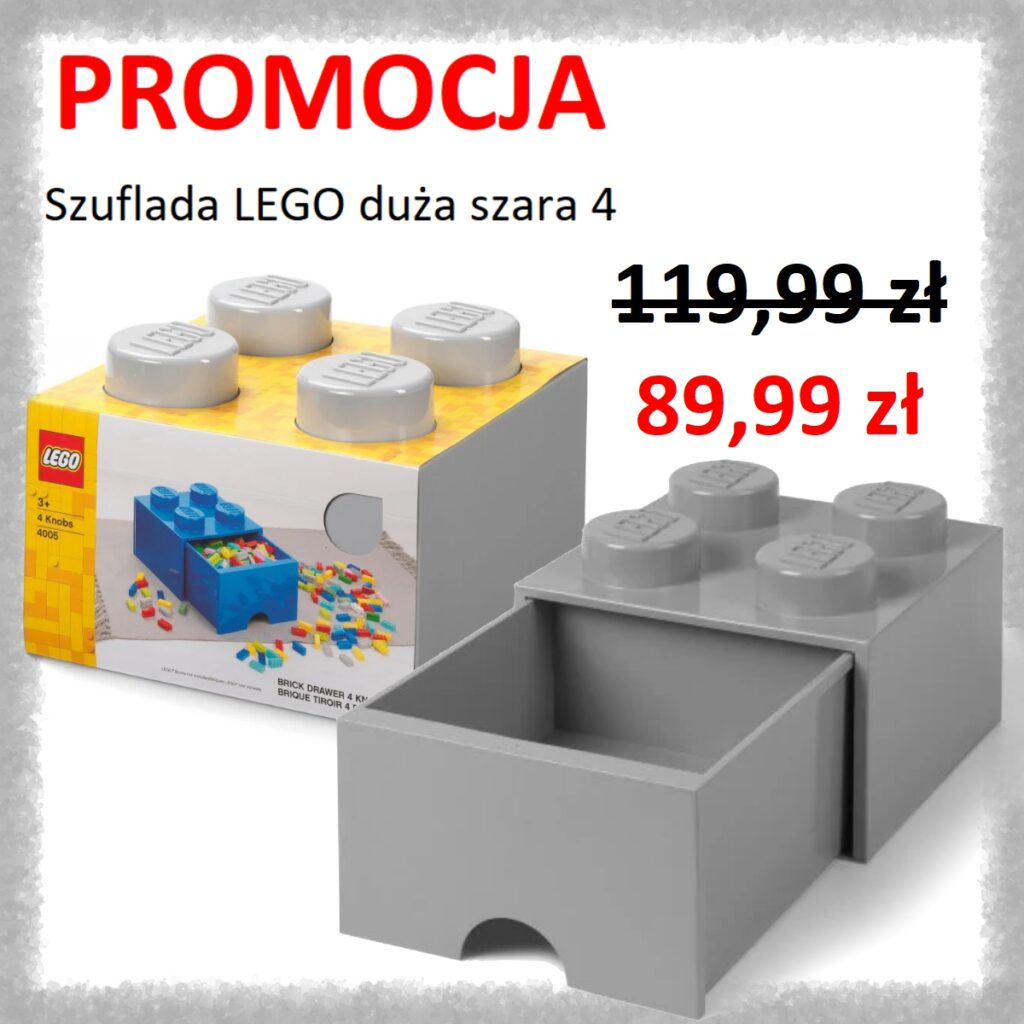 Duża szuflada LEGO 4 w&nbsp;szarym kolorze za&nbsp;89,99zł