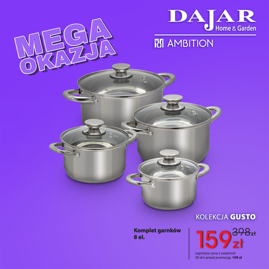 Komplet garnków 8el. za&nbsp;159zł